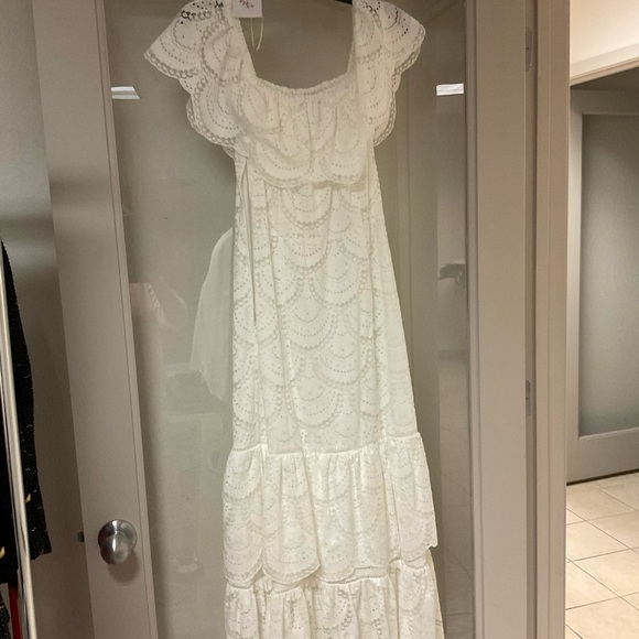 GIANNI BINNI WHITE LONG DRESS SIZE MEDIUM - Picture 5 of 6